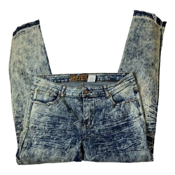 V.I.P Y2K Jeans Teen/Youth Size 16W Embroidered Floral Acid Wash Raw Hem Denim - Picture 6 of 12